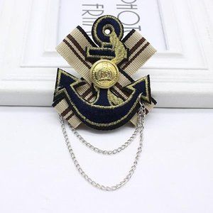 Unisex Vintage Brooch Bowknot Plated British Navy Badge Collar Pin -  NO6
